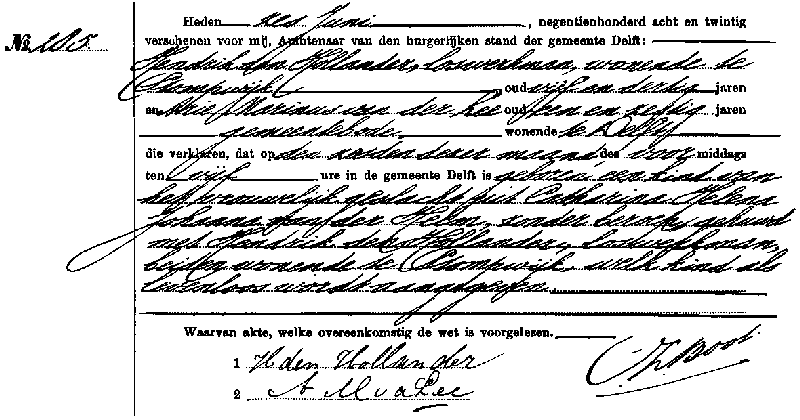 19280606 geb akte 285 kind LL dv H d Hollander - CHJ vd Helm